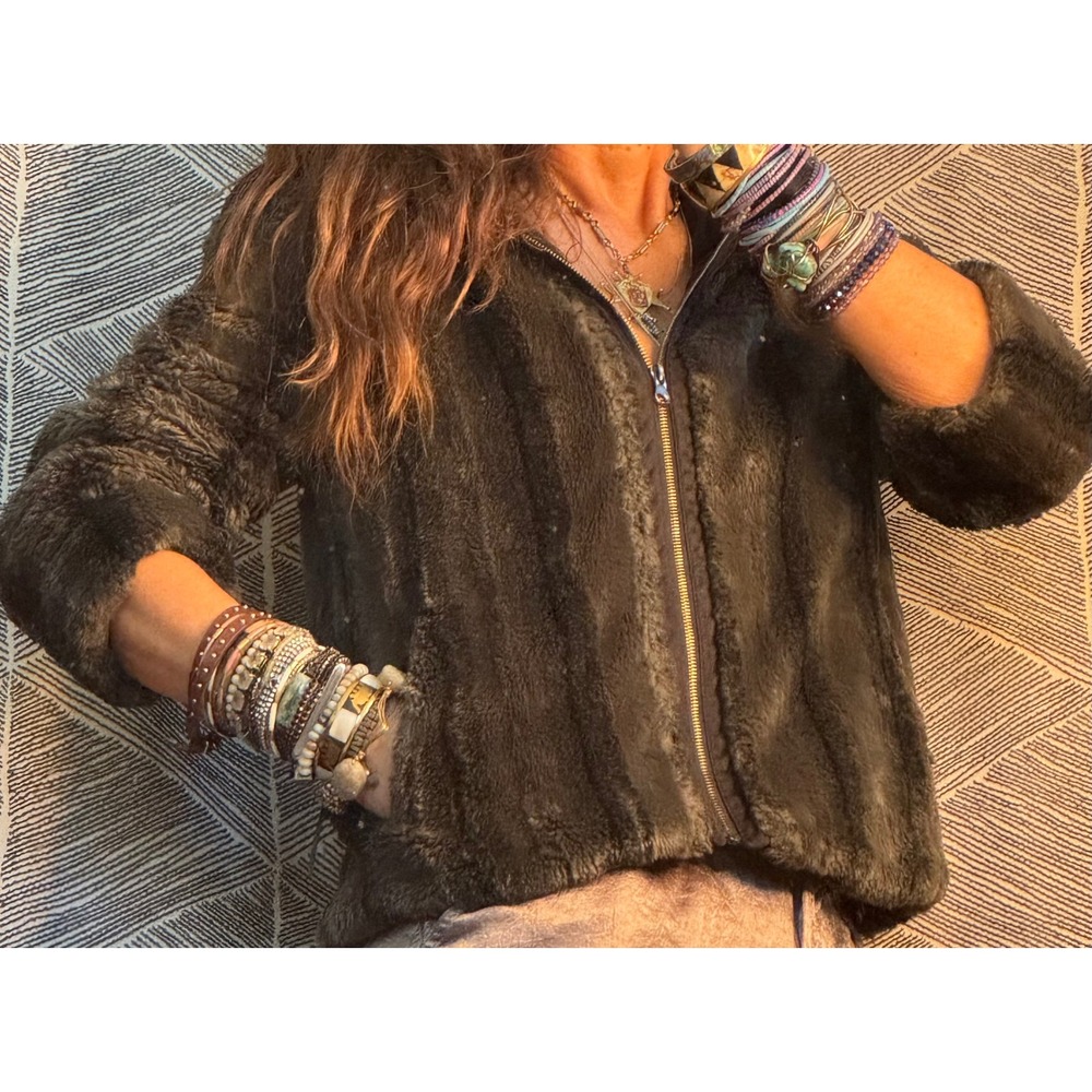 Kristen Blake Faux Fur Hooded Jacket Coat Gray Sz PM - Picture 8 of 10